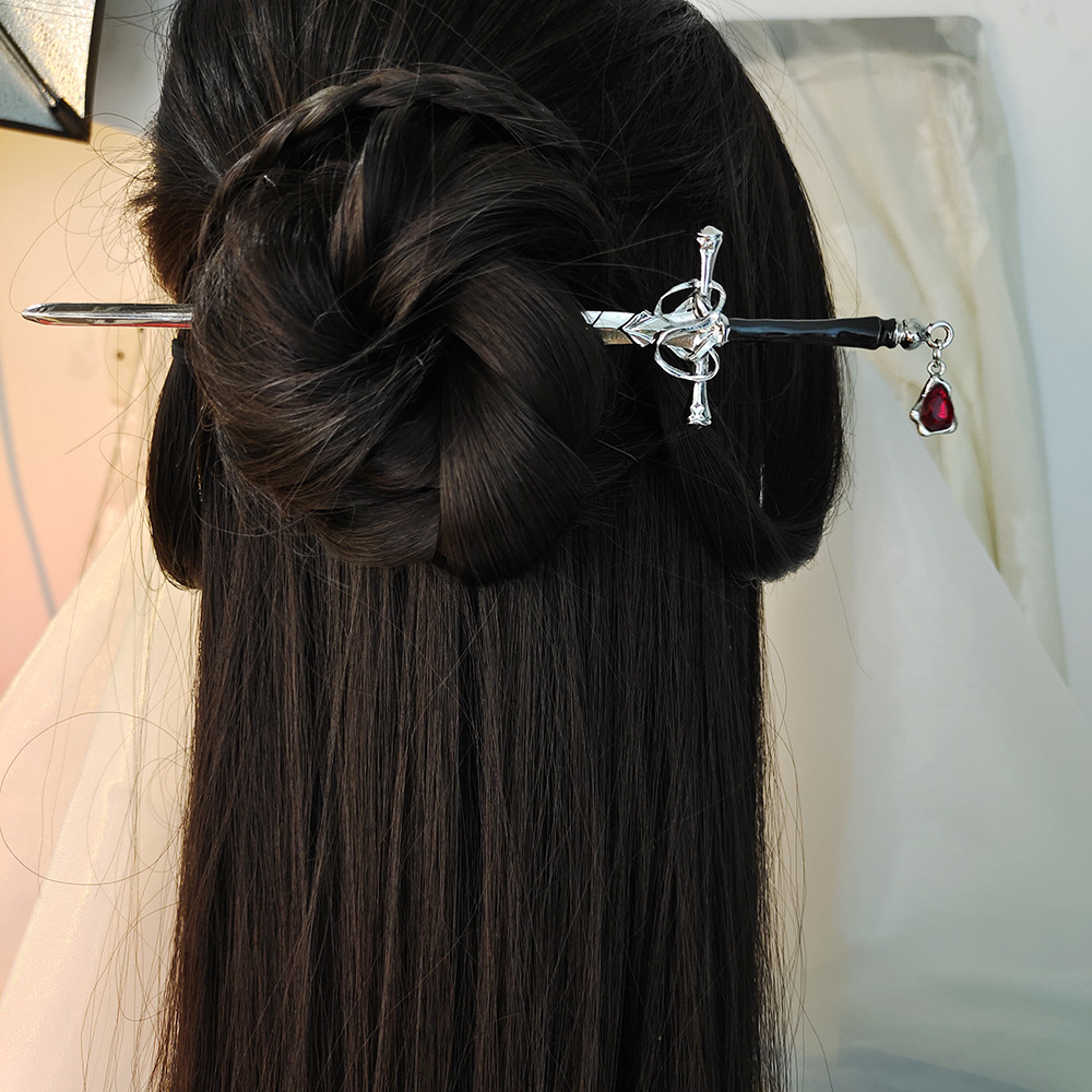 Cosplay Prop Dagger - Chinesischer Schwertförmiger Haarstab Vintage Metall-Haarnadel Elegantes